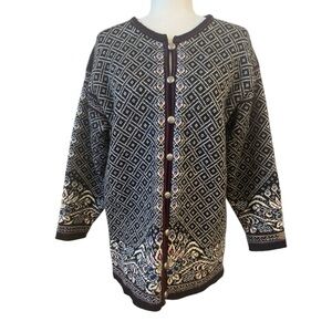 Dale Of Norway Womens Vintage 100% Wool Button Long Cardigan